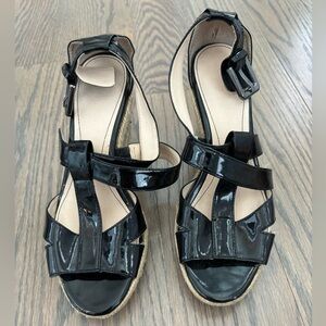 CALVIN KLEIN Black Patent Leather
EMMAH Peep Toe Wedge Platform Heels